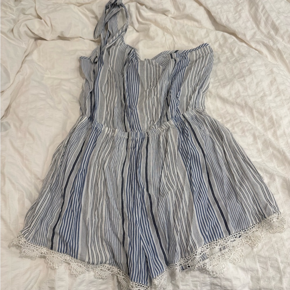 Striped Blue and White One Piece